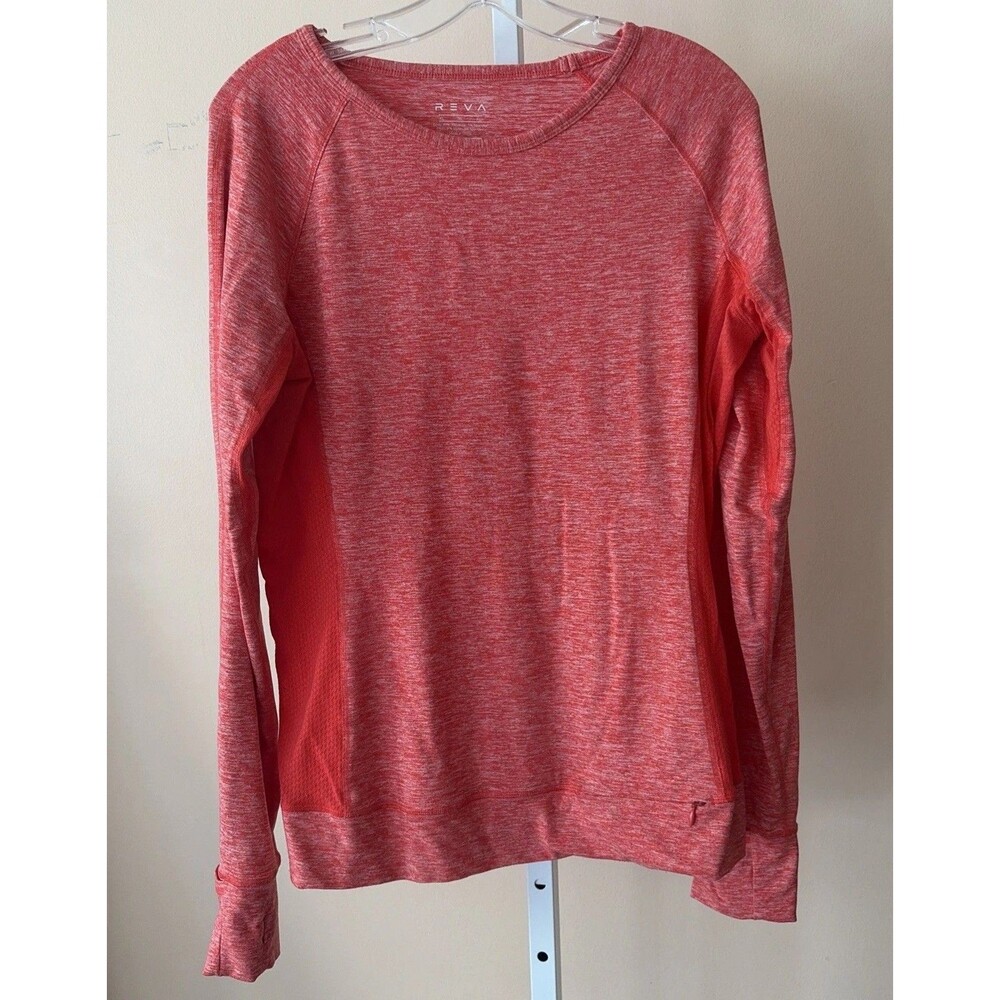 REVA Brand Orange Coral Pink Long Sleeve Shirt Super Soft Women XL Pockets Zip